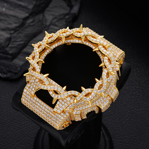 Boîtier de montre en argent sterling 925 VVS Moissanite Iced Out bicolore à épines pour DW6900, vente en gros - Product Image 2