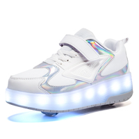 Filles Garçons Chaussures À Roulettes Double roues LED Lumière USB de charge Chaussures De Patinage À Roulettes