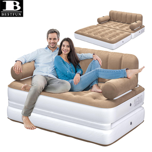 Sofá Cama Inflable 5 en 1 Tamaño Queen con Cabecera y Bomba, Sofá de Aire Convertible para el Hogar, Invitados y Camping - Product Image 1