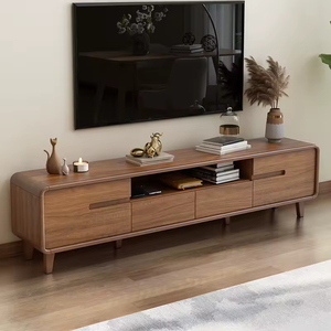 <span class=keywords><strong>Meuble</strong></span> <span class=keywords><strong>TV</strong></span> moderne en bois massif avec rangement réglable, petit format pour salon, couleur noyer, pour téléviseurs de 65 pouces et plus - Product Image 1