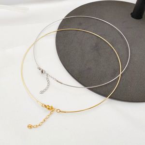 Minimalist Trendy 1MM Thick Choker <b>Necklace</b> PVD 18K Gold Plated Stainless Steel Wire for Women Daily Wear - Product Image 5