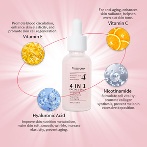 Sérum <span class=keywords><strong>Visage</strong></span> 4-en-1 Coréen Hydratant Anti-âge Réparateur Éclaircissant à la Nicotinamide et Vitamines C & E – Marque Blanche - Product Image 2