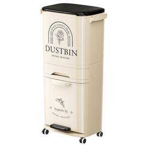 Nuovo Design facile da aprire pattumiera a doppio strato di grande capacità con coperchio di separazione a secco bagnato cestino della spazzatura da cucina - Product Image 5