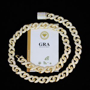Cadena Cubana Infinity de 10mm y 13mm de Ancho, Plata S925, Chapada en Oro de 18k, con Moissanita VVS, Certificado GRA, Collar Hip Hop, Regalo - Product Image 3