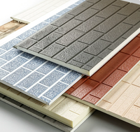 Panneau sandwich moderne pour mur extérieur de maison préfabriquée, 16-25 mm, âme en PU, panneau métallique sculpté, étanche et ignifuge