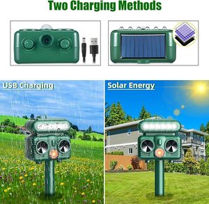Détection de mouvement répulsif pour animaux d'extérieur solaire à ultrasons Lumière stroboscopique LED Dispositif de dissuasion solide pour cerfs Pièges à parasites pour chiens - Product Image 4
