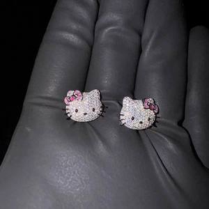 دروبشيبينغ الهيب هوب مثلج الأقراط القط الأزياء والمجوهرات الزركون الماس لطيف الكرتون الحيوان القرط القرط أقراط للفتيات - Product Image 2