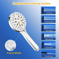 Pommeau de douche à jet de pluie à économie d'eau à haute pression avec triple pulvérisation de finition chromée pour salle de bain d'appartement et d'hôtel