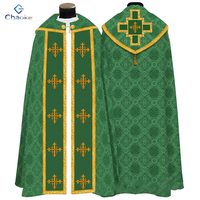 Chape liturgique du clergé catholique, chape brodée avec croix, vêtement de prêtre, robe de culte religieux, 4 couleurs liturgiques disponibles