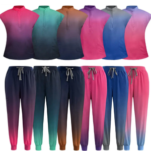 Ensemble de blouses d'infirmière élastiques de couleur dégradée pour femmes pantalons de jogging avec uniformes pour médecins vêtements d'hôpitaux - Product Image 1