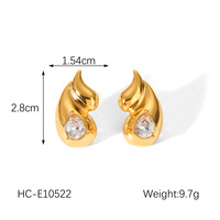 Boucles d'oreilles personnalisées en acier inoxydable 316L doré, forme goutte d'eau, cristal, design flamme, bijoux de mode pour femme, cadeau