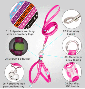 Truelove - Conjunto de Correa y Arnés Ajustable de Lujo para Gatos, Resistente a Huydas, con Placa de Identificación, Campana y Reflectante, para Perros - Product Image 3