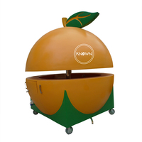 Kiosque de nourriture de rue en plein air OEM, grande taille, forme de boule, chariot de nourriture mobile, poussé à la main, kiosque à fruits de pastèque portable