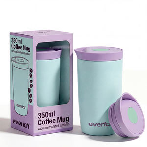 Venta al por mayor de tazas de café ligeras de boca ancha fáciles de viajar y llevar botella de agua de acero inoxidable con tapa de botón - Product Image 1