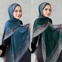 Foulard Long Imprimé Soie Imitation Haut de Gamme pour Femme, Léger et Confortable, Voile Musulman d'Été, Idéal pour le Commerce Transfrontalier