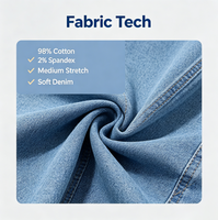 Jeans décontractés pour femmes, taille haute, jambe large, en coton et élasthanne, denim extensible, style pour les trajets quotidiens
