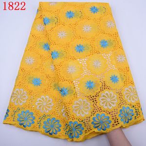 Vendita calda africano svizzero tessuto di pizzo di cotone con pietre per il partito di alta qualità a secco Voile pizzo di cotone per 1822 del vestito - Product Image 3