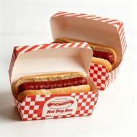 Boîte alimentaire en carton écologique résistante à la graisse, boîte personnalisée imprimée pour frites, corn-dogs, boîte à emporter pour hot-dogs jetable