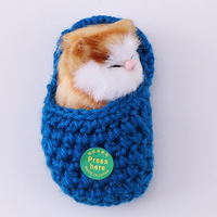 Vente en gros de 8 pièces chats endormis en poupées pantoufles mini chatons moelleux avec miaulement décoration de la maison petits sons jouet chaton endormi
