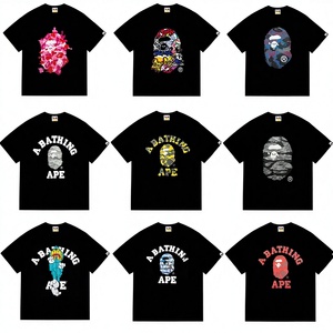 T-shirt estiva unisex in cotone traspirante a maniche corte con stampa scimmia mimetica, modello Cross-Border Cartoon Ape Head Little Monkey, per <span class=keywords><strong>uomo</strong></span>. - Product Image 1