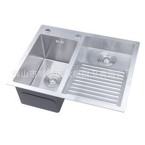 Évier de cuisine en acier inoxydable 304 à double bac encastrable avec planche à laver, surface polie - Product Image 2