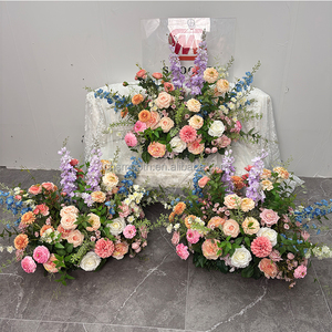 Lisci rosa chiaro e bianco fiori nuziali corridoio e altare decorazioni da <span class=keywords><strong>sposa</strong></span> doccia fiori fiori fiori Runner - Product Image 3