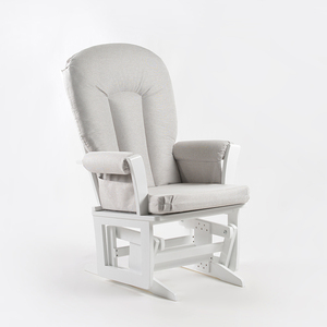 Chaise à bascule et pouf gris foncé en microfibre finition bois design contemporain pour meubles de salon à la maison - Product Image 3