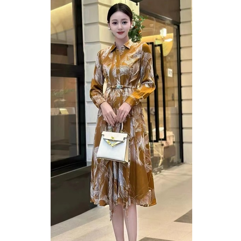 Black Dress with Yellow Belt - Elegant 2025 New Design