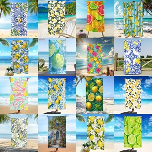 Serviette de plage en microfibre à motif tranches de citron, séchage rapide, anti-sable, douce, légère, inaltérable, idéale pour les vacances à la plage - Product Image 6