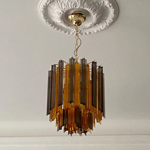 <span class=keywords><strong>Lustre</strong></span> Mid-Century Moderne en Verre de <span class=keywords><strong>Murano</strong></span> <span class=keywords><strong>Noir</strong></span> Ambré - Product Image 1