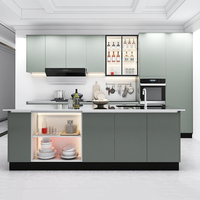 Fournisseur professionnel de la Chine, îlot gris moderne, meuble de cuisine en acier inoxydable à vendre