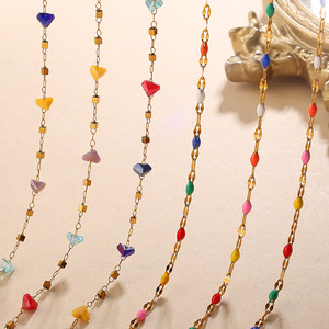 Collar de Cristal para Mujer, Chapado en Oro de 18K, Acero Inoxidable, Forma de Corazón, Piedra Natural Irregular, Cadena para Clavícula de Uso Diario - Product Image 3