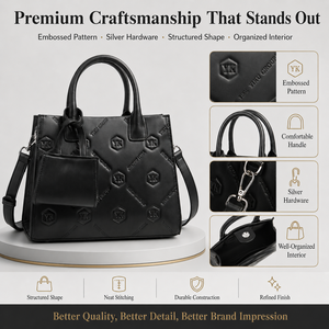 <span class=keywords><strong>Sac</strong></span> à <span class=keywords><strong>main</strong></span> de luxe pour femme YIKU, en <span class=keywords><strong>cuir</strong></span> végétalien noir gaufré hexagonal, avec logo personnalisé, quincaillerie argentée, fabrication usine depuis 20 ans, MOQ 100 - Product Image 3