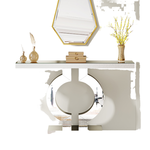 For HOGA-NY152 Contemporary Accent 43 Inch <b>Silver</b> Entryway Foyer Mirrored <b>Console</b> <b>Table</b> Hallway Entrance Living Furniture - Product Image 1