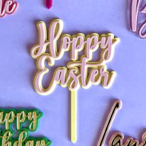 Honey And Sweetness Easter Cake Topper Acrylic Happy Easter Floral Design Cake Plugin For Easter Decoration - Product Image 2