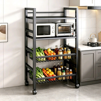Étagère de rangement rotative et respirante pour légumes, en métal noir, pour l'organisation de la cuisine et le rangement des articles divers, de la marque BX Home Furnishing