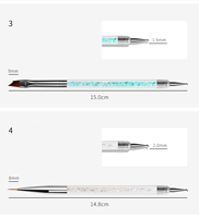 Ensemble professionnel de 6 pinceaux à double embout pour nail art, stylo de peinture pour gel UV, dessin, liner et sculpture, outils de manucure