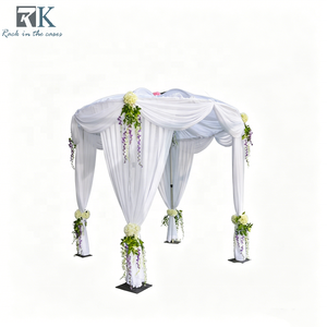 Heavy Duty Pipe and Drape Frame Kit Adjustable Backdrop Stand with White Curtains for Wedding Events - Product Image 1