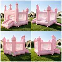 Château gonflable hexagonal rose de qualité commerciale pour mariage, idéal pour les événements et fêtes en extérieur