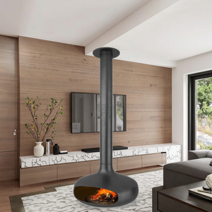 <span class=keywords><strong>Estufa</strong></span> de Leña Giratoria, Chimenea Suspendida de Esquina, Acero Corten, para Interiores, Sala de Estar, Negro Mate, Contemporánea, de Etanol - Product Image 2