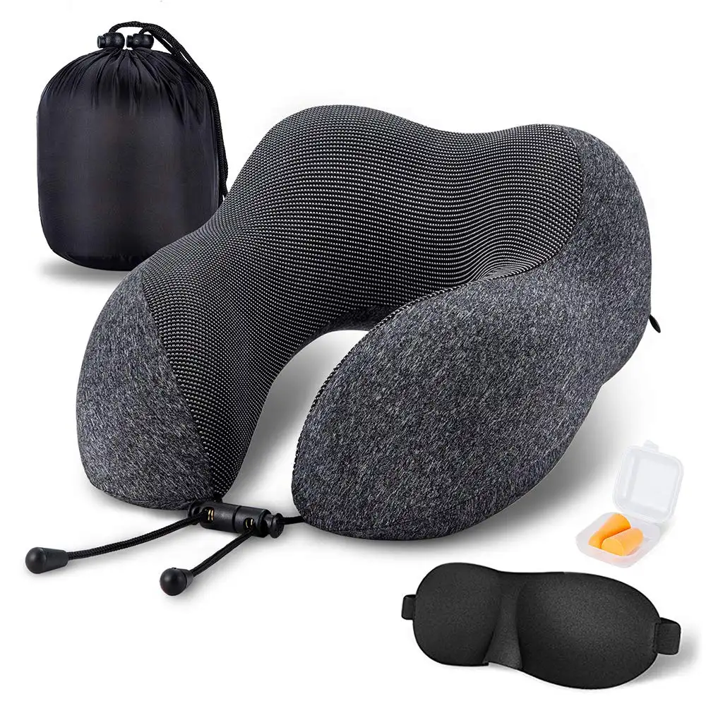 Wholesale Pillow Travel Memory Foam Neck Pillow Airplane Travel Kit