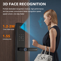 Seguridad biométrica para exteriores Digital 6068 Mortaja Puerta de aluminio Reconocimiento facial 3D Huella digital Cerradura inteligente para puerta de madera