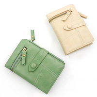 HARGA MURAH Dompet Benang Bordir Retro Laris Manis Dompet Pendek Gesper Warna Polos Dompet Koin Resleting untuk Wanita