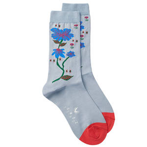 Chaussettes habillées haut de gamme personnalisées Haze Blue pour femmes Chaussettes en coton mercerisé doux avec motif <span class=keywords><strong>iris</strong></span> bleu - Product Image 3