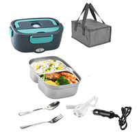 Boîte à lunch électrique chauffante 80W à 2 compartiments, étanche, avec pot amovible, isolation thermique, boîte bento pour les voyages et les trajets quotidiens