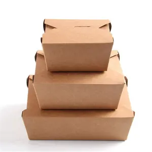 Disposable Packaging Kraft paper Takeaway Food grade salad rice box