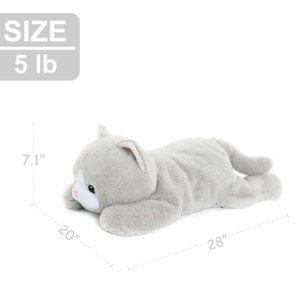 دمية قطة محشوة ثقيلة الوزن 5 رطل، وسادة قطة مستلقية، قطة محشوة ناعمة للراحة والنوم - Product Image 4