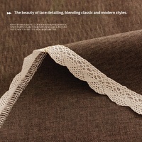 Grande nappe de table en polyester imperméable et résistante à l'huile, faite à la main, avec bordure en dentelle, pour hôtels et restaurants, motif uni imprimé