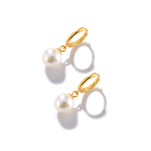 Boucles d'oreilles pendantes tendance en argent sterling S925 plaqué or 18 carats avec perles d'imitation simples pour femme - Product Image 1