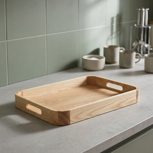 Plateau de service en bambou artisanal écologique B.S INTERNATIONAL NA76 - Finition polie de qualité supérieure, motif uni, usage résidentiel - Product Image 1